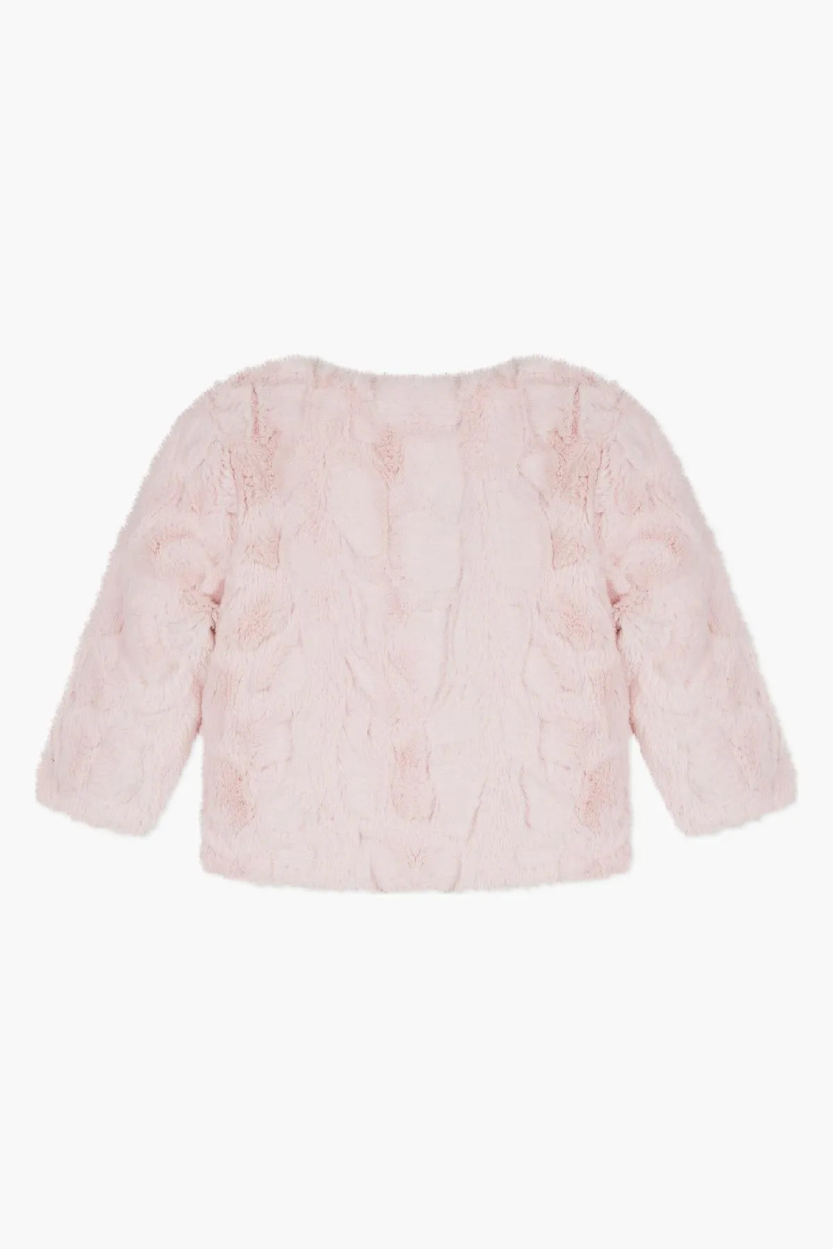 3pommes Pink Faux Fur Baby Girls Jacket (Size 12/18M left)