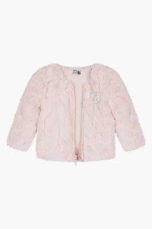 3pommes Pink Faux Fur Baby Girls Jacket (Size 12/18M left)