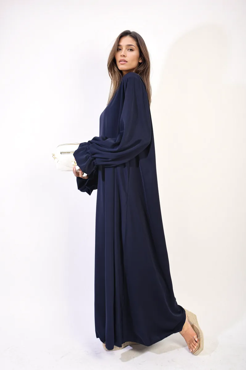 Abaya Maxi Dress with Elastic Sleeve