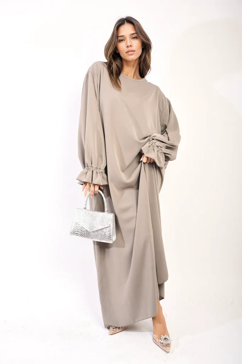 Abaya Maxi Dress with Elastic Sleeve