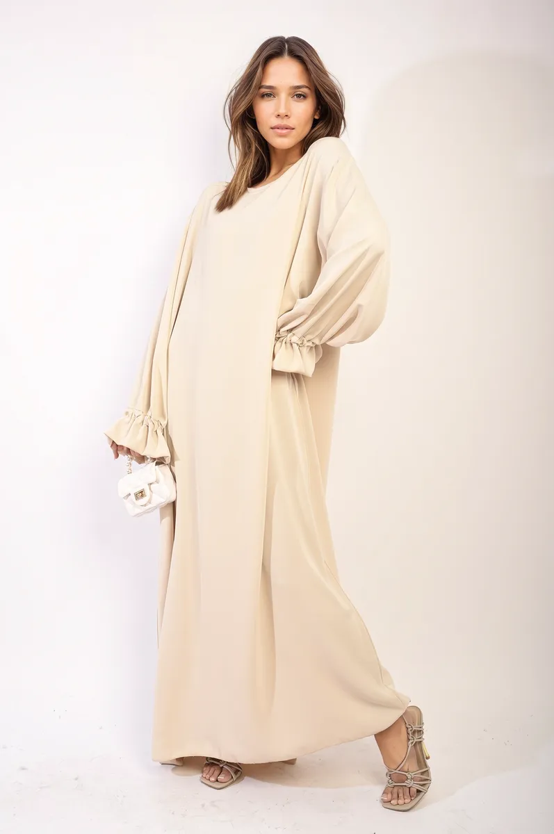 Abaya Maxi Dress with Elastic Sleeve