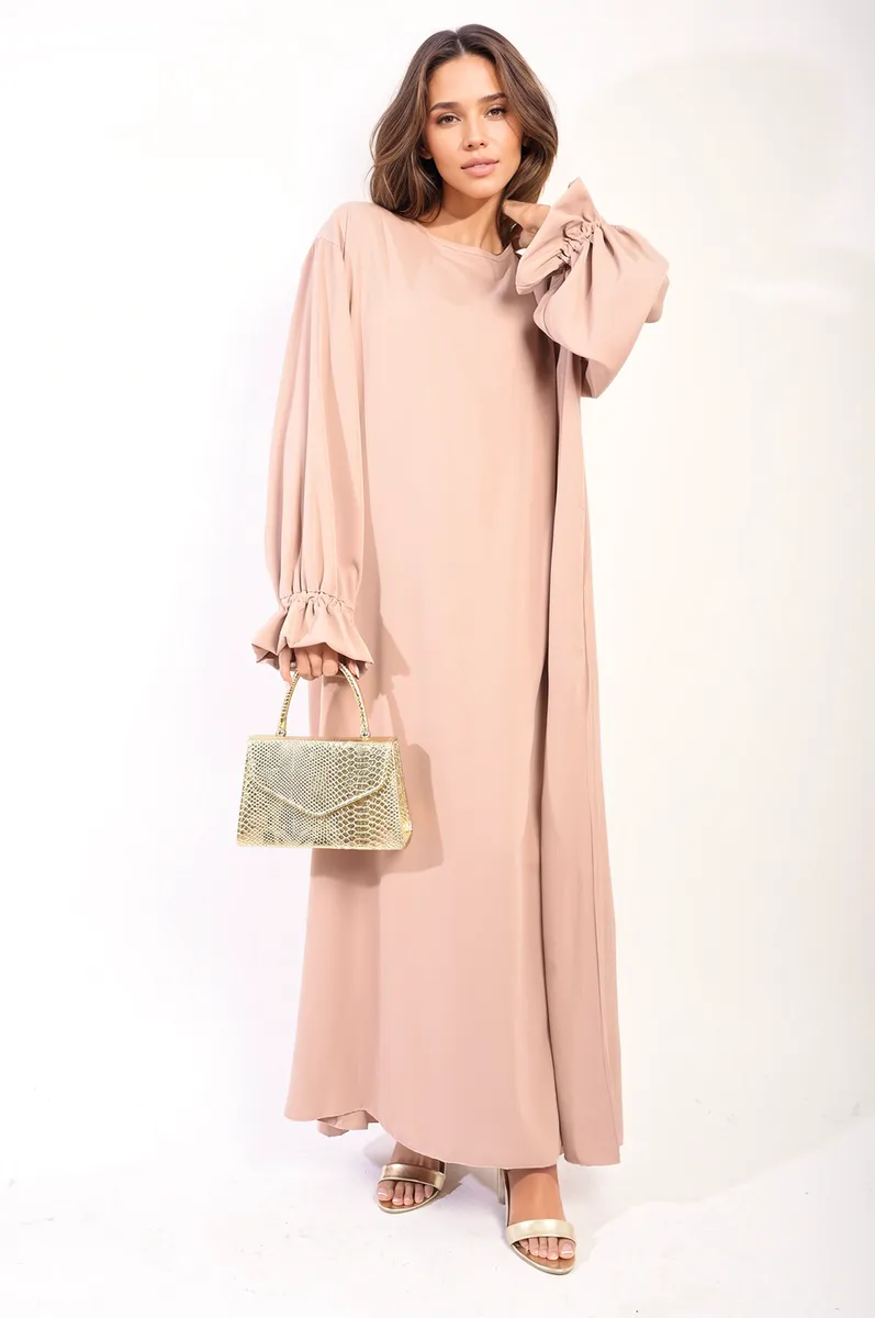 Abaya Maxi Dress with Elastic Sleeve