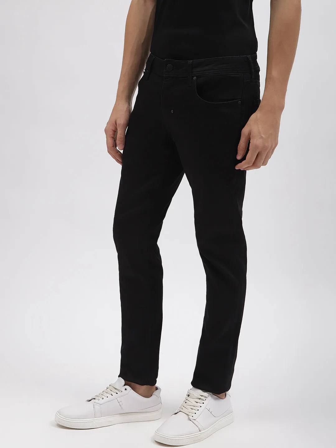 Antony Morato Men Black Solid Tapered Fit Mid-Rise Jeans