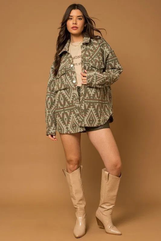 Aztec Print Shacket