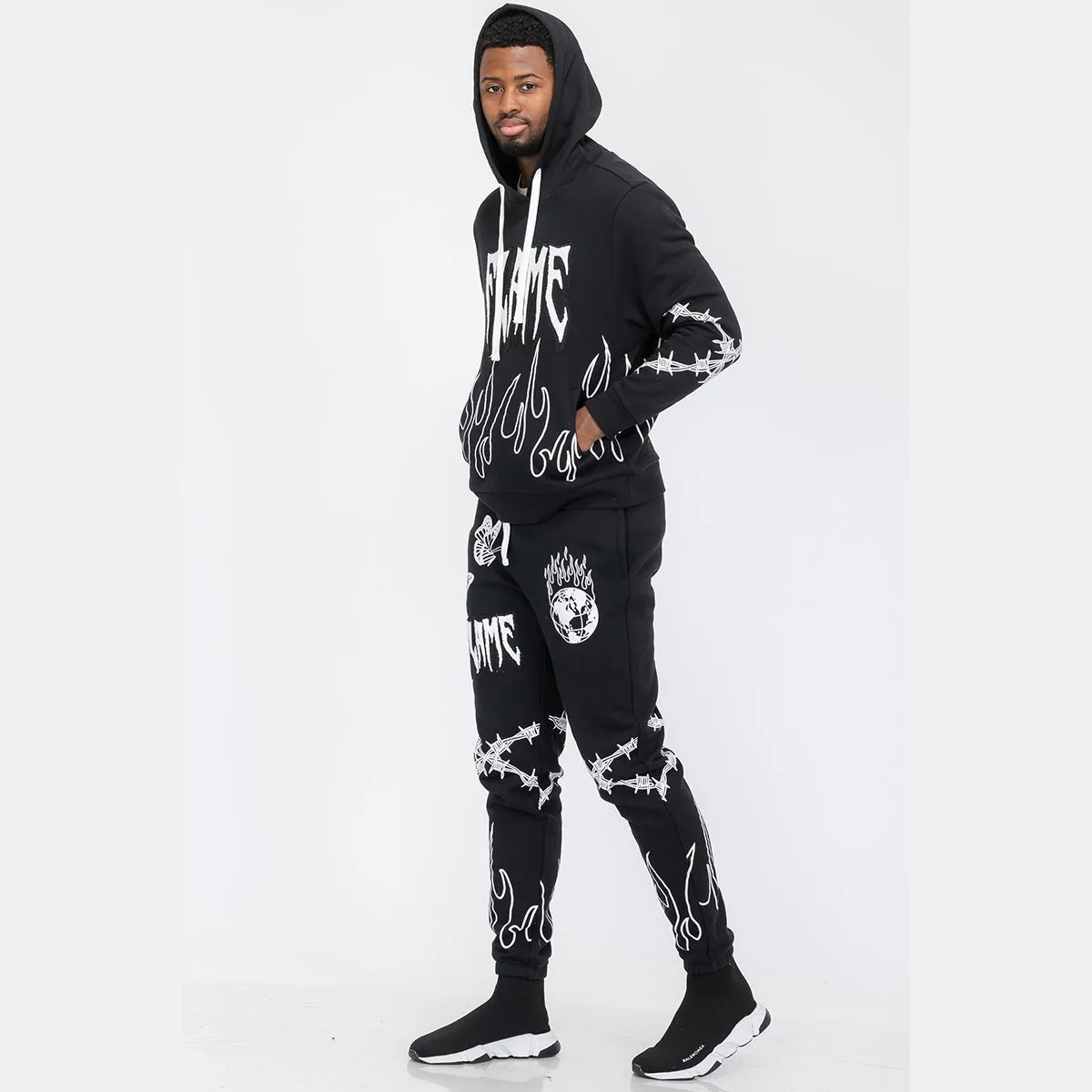 Black Flame Chenille Sweatsuit