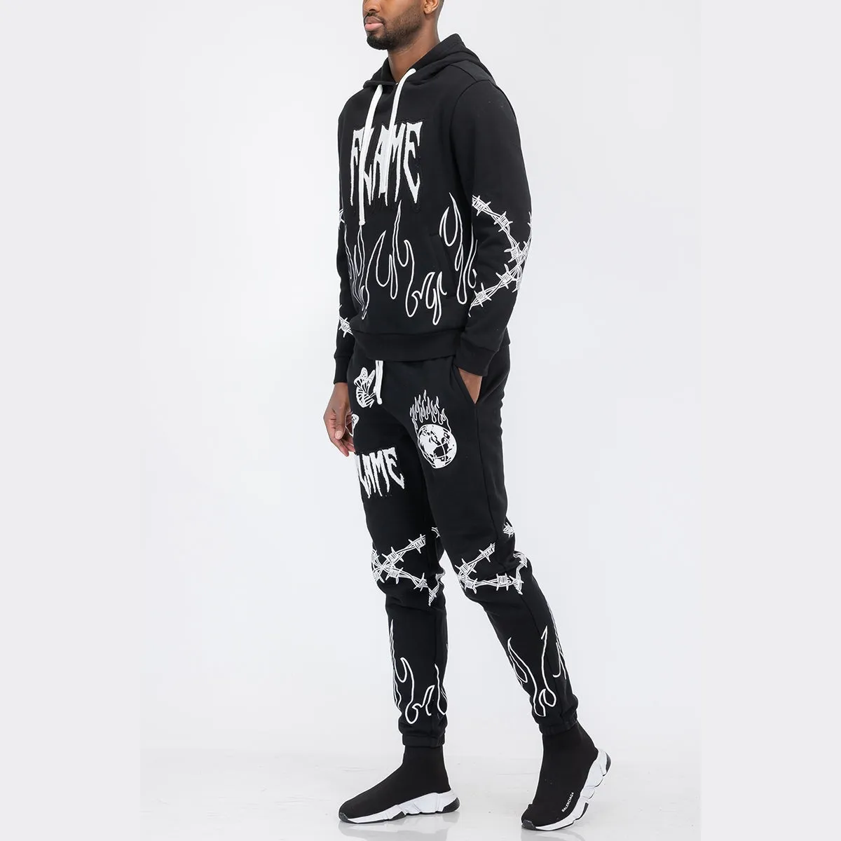 Black Flame Chenille Sweatsuit