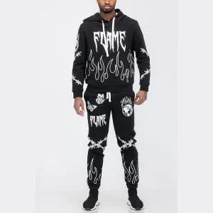 Black Flame Chenille Sweatsuit