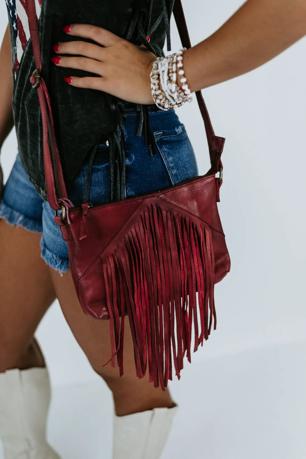 Boho Revival Fringe Crossbody , Burgundy