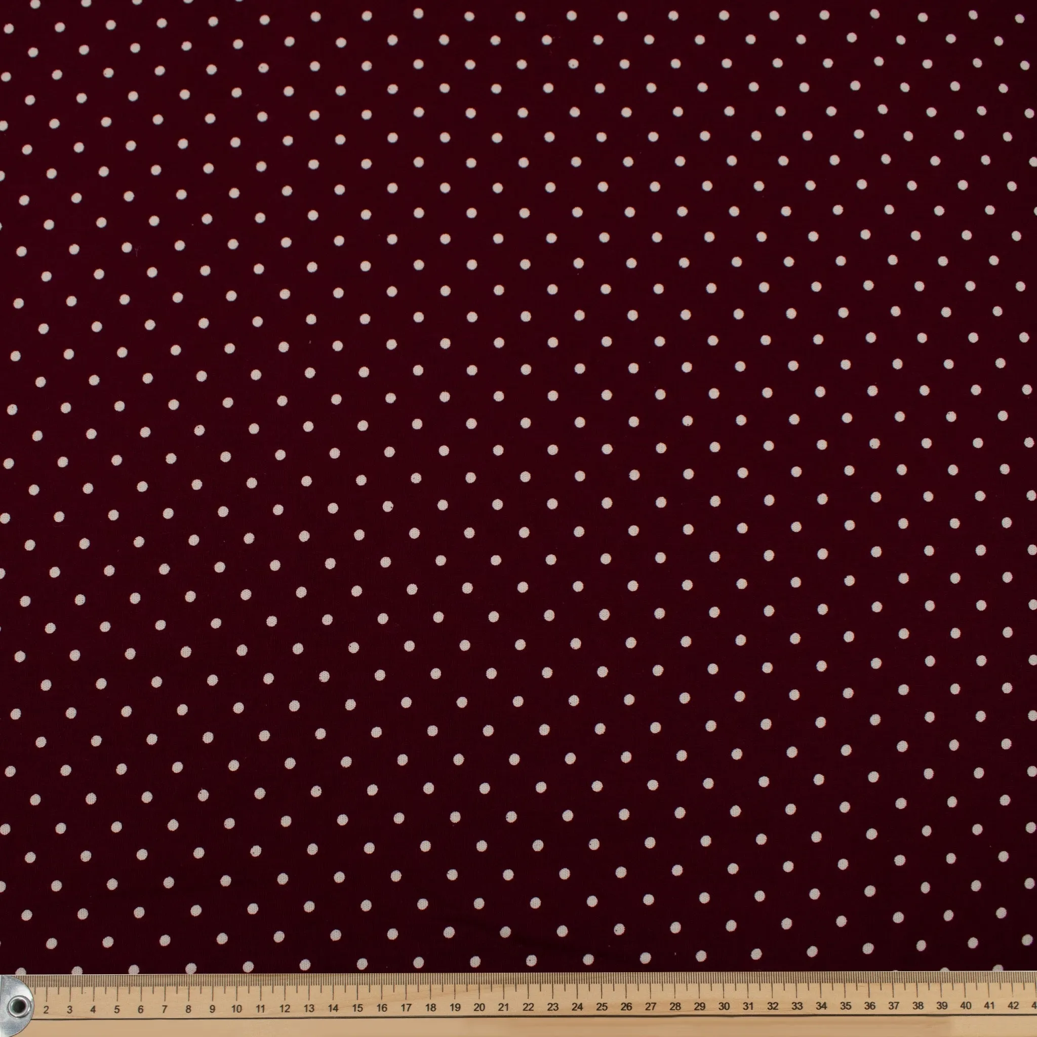 Burgundy Natural Medium Dots Cotton Canvas Print