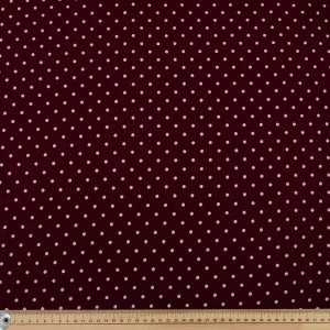 Burgundy Natural Medium Dots Cotton Canvas Print