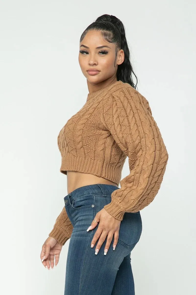 Cable Pullover Sweater Crop Top