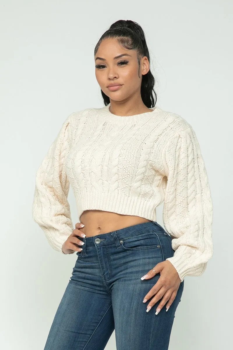 Cable Pullover Sweater Crop Top