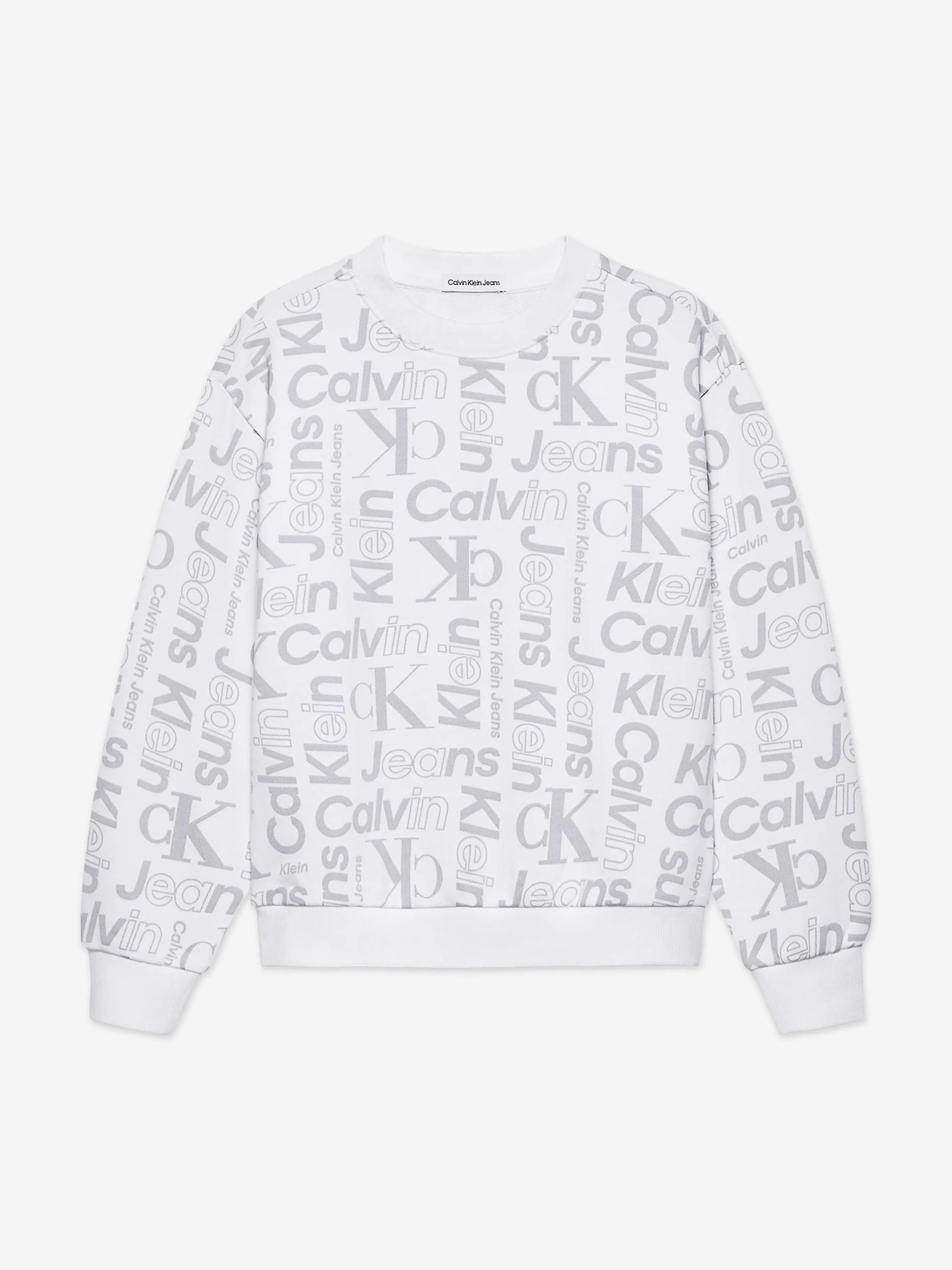 Calvin Klein Boys Institutional CK Logo Sweatshirt in White