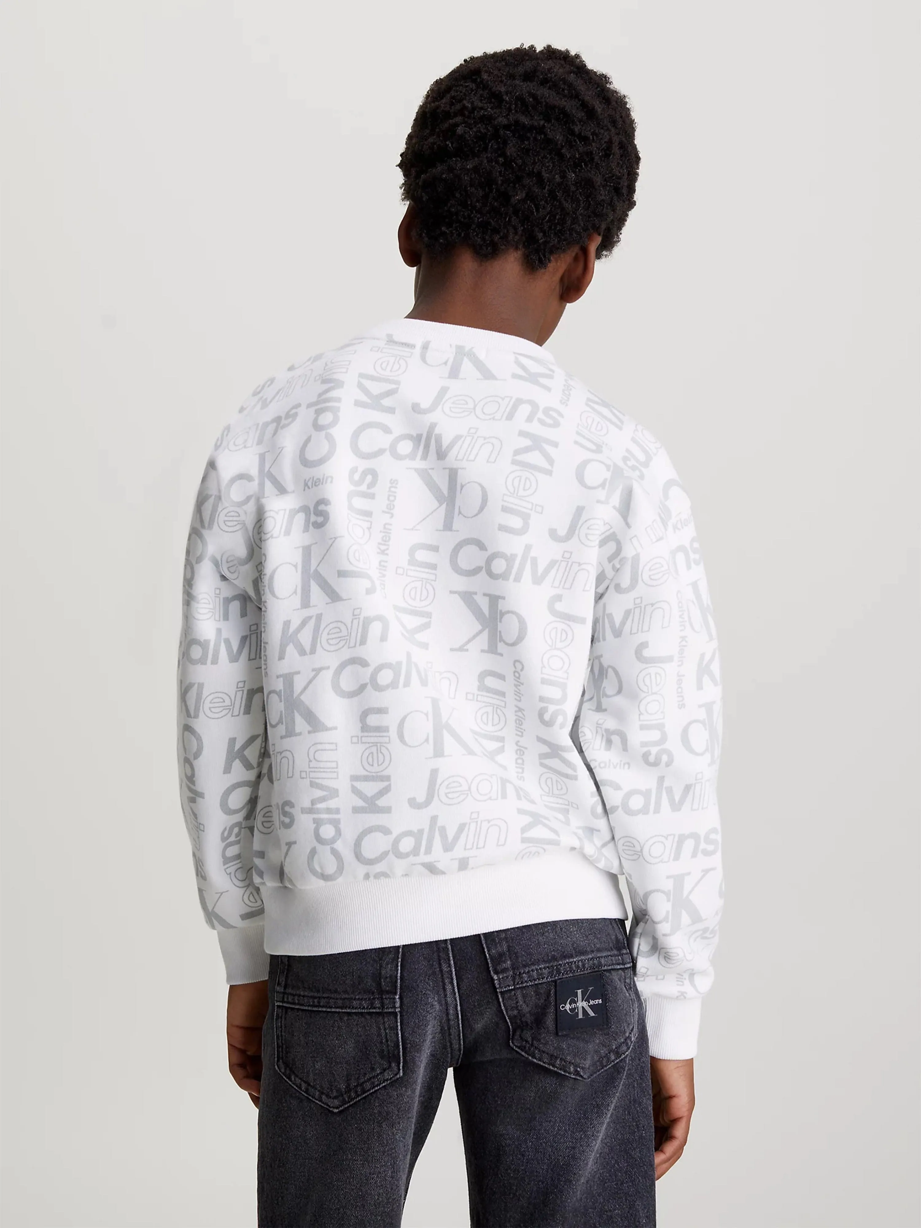 Calvin Klein Boys Institutional CK Logo Sweatshirt in White