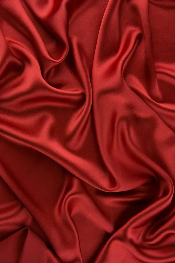 Luxurious Chili Pepper Red Charmeuse Silk Fabric