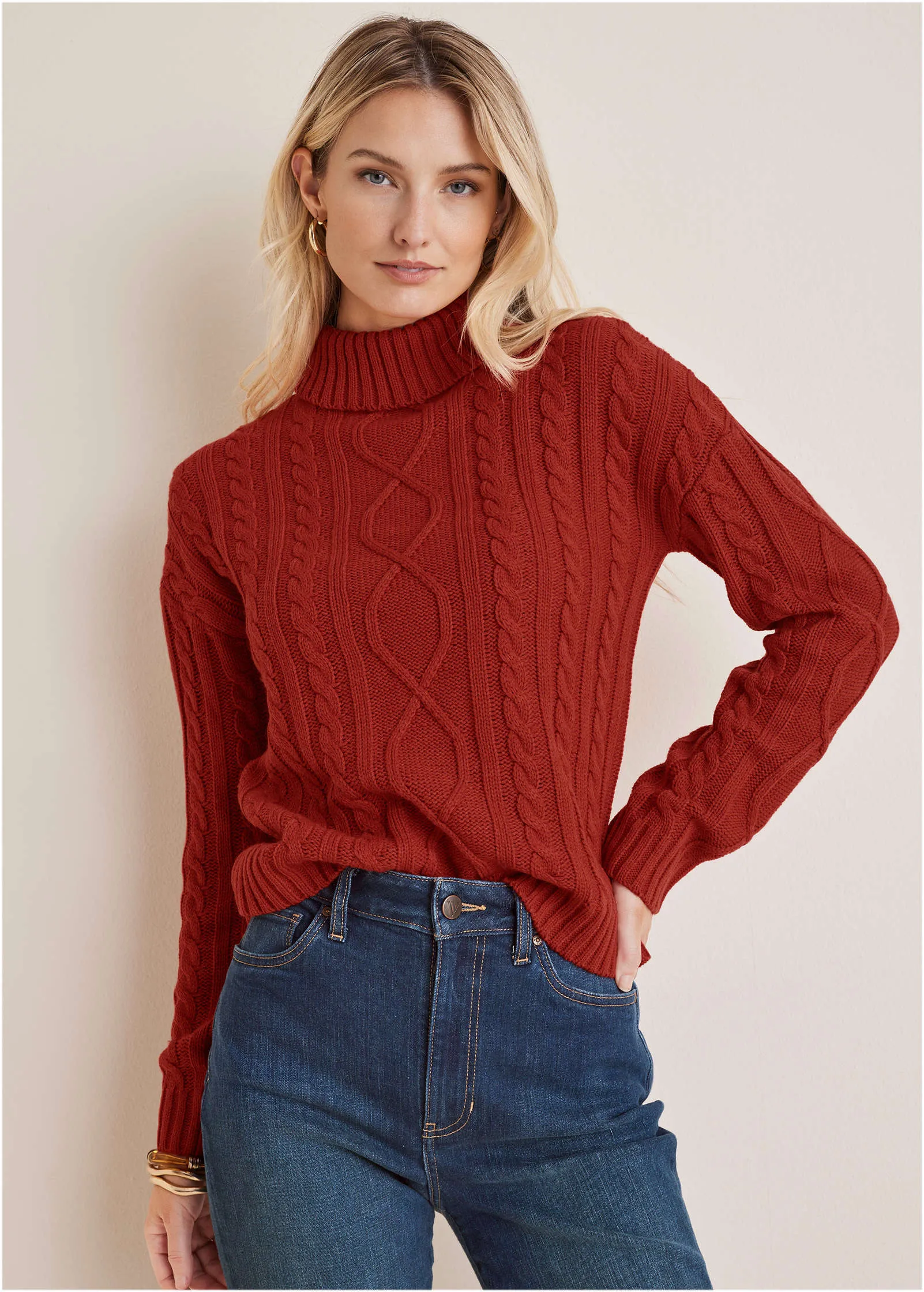 Chunky Knit Sweater - Mineral Red