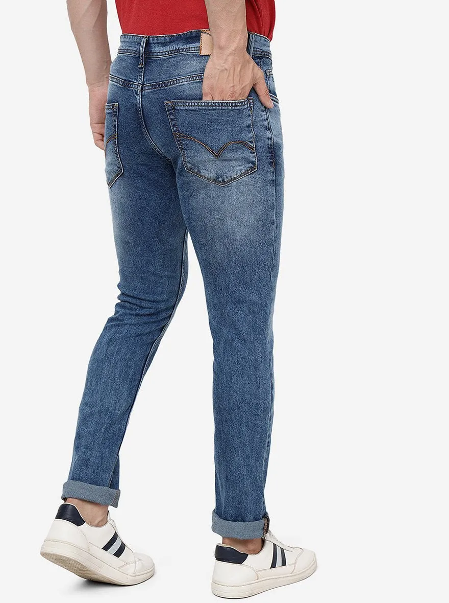 Cloud Blue Solid Slim Fit Jeans | JadeBlue