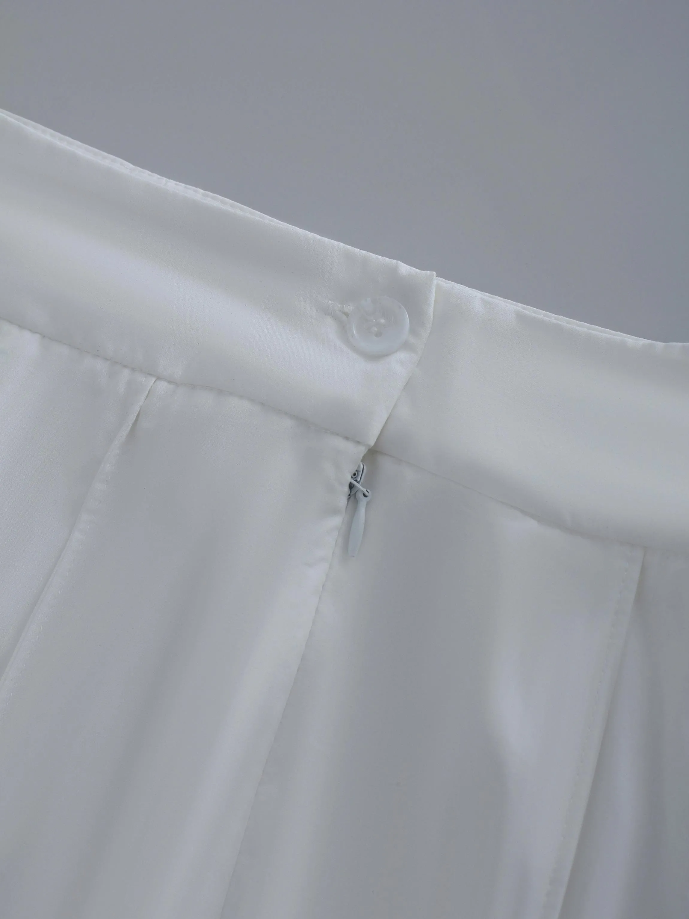 Cotton Pleated Skirt-White