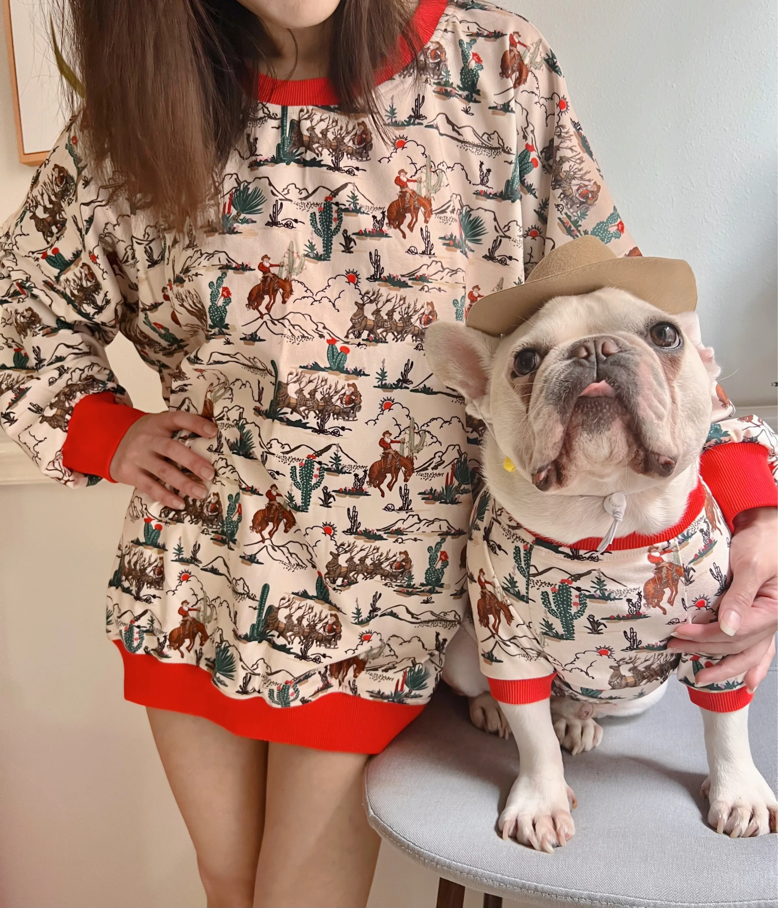 Cowboy Santa Wild Western Holidays Owner and Pet Matching Sweater