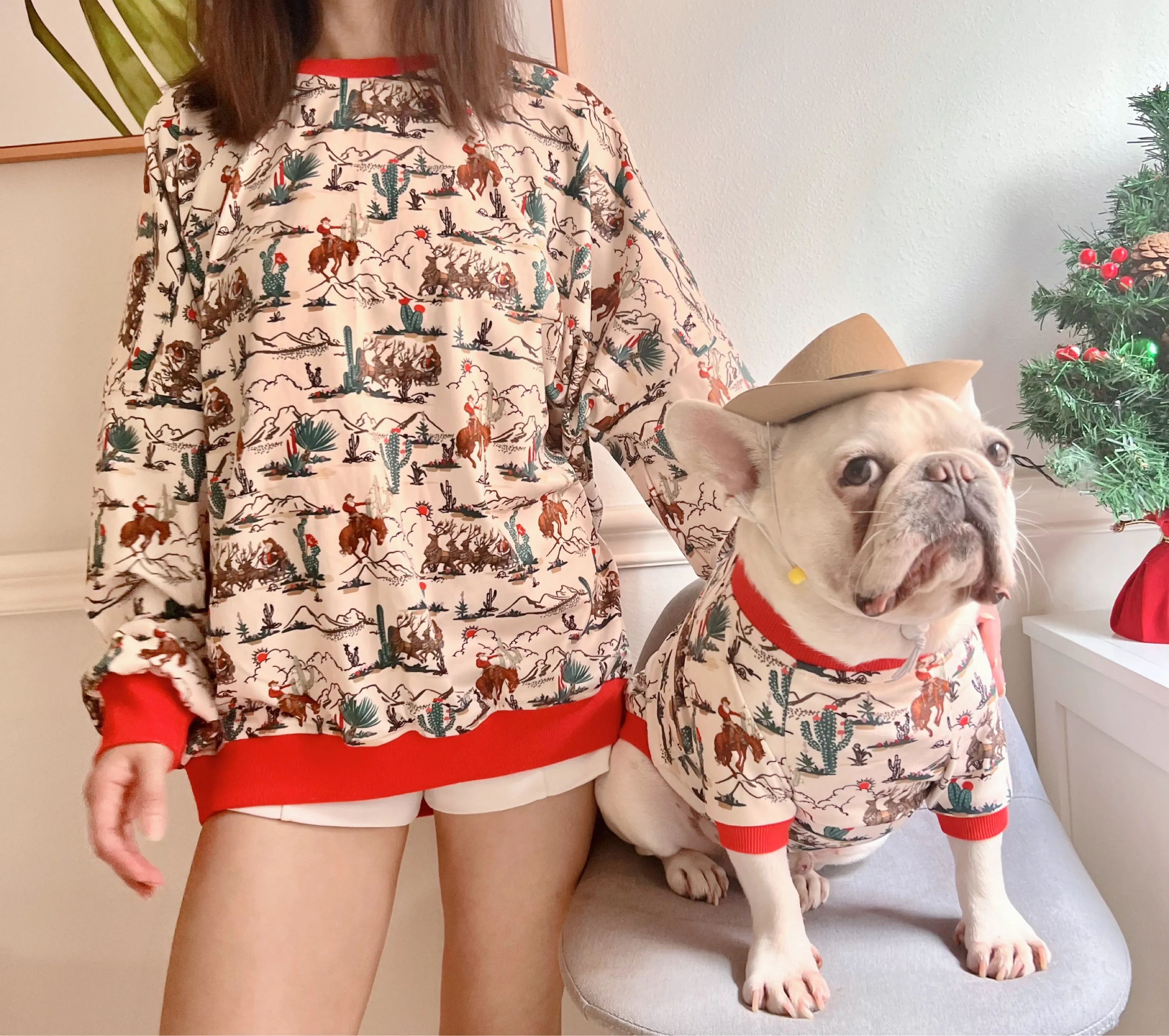 Cowboy Santa Wild Western Holidays Owner and Pet Matching Sweater