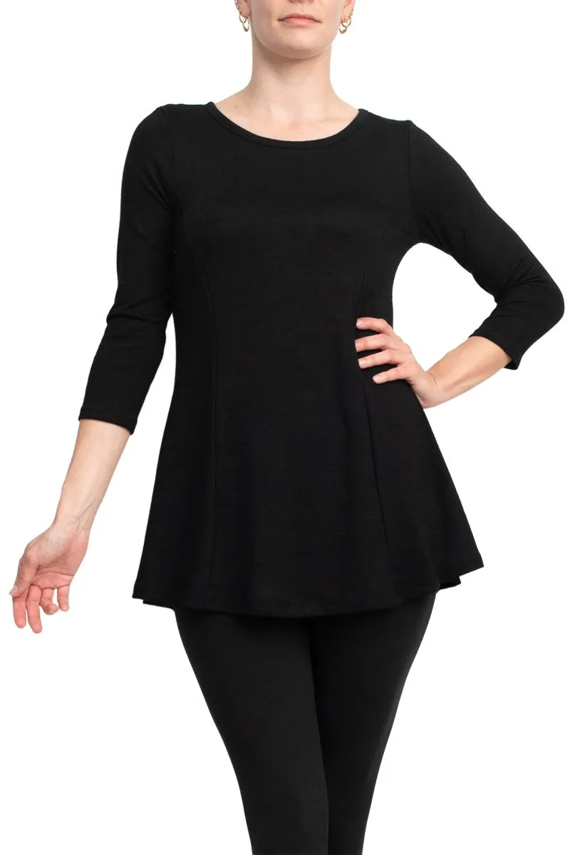 Cupio Scoop Neck 3/4 Sleeve Solid Knit Top