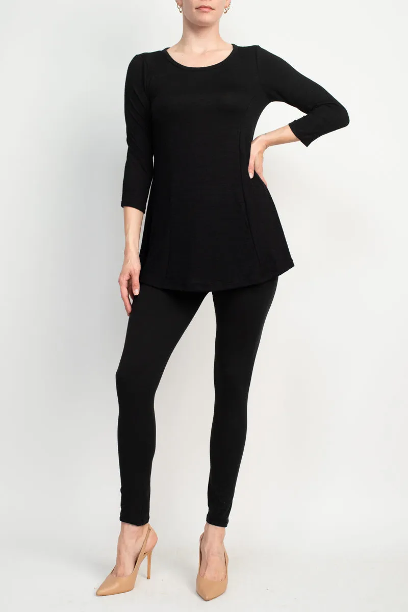 Cupio Scoop Neck 3/4 Sleeve Solid Knit Top