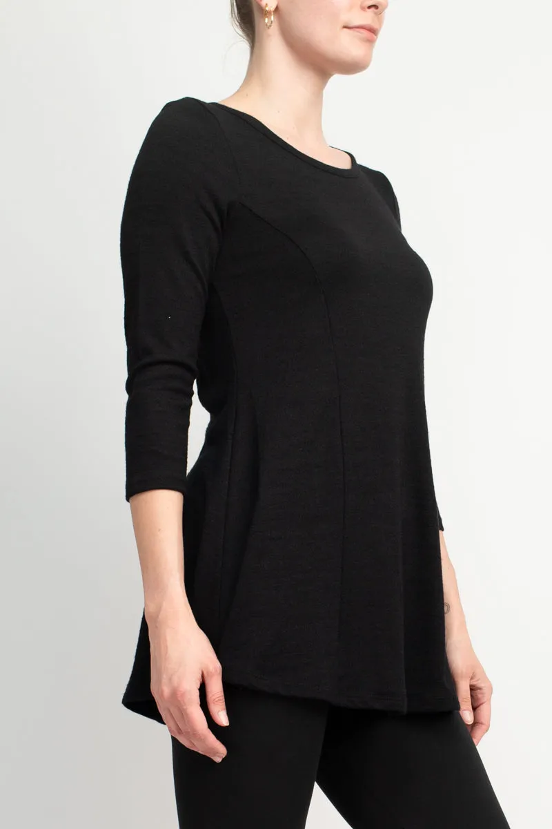 Cupio Scoop Neck 3/4 Sleeve Solid Knit Top