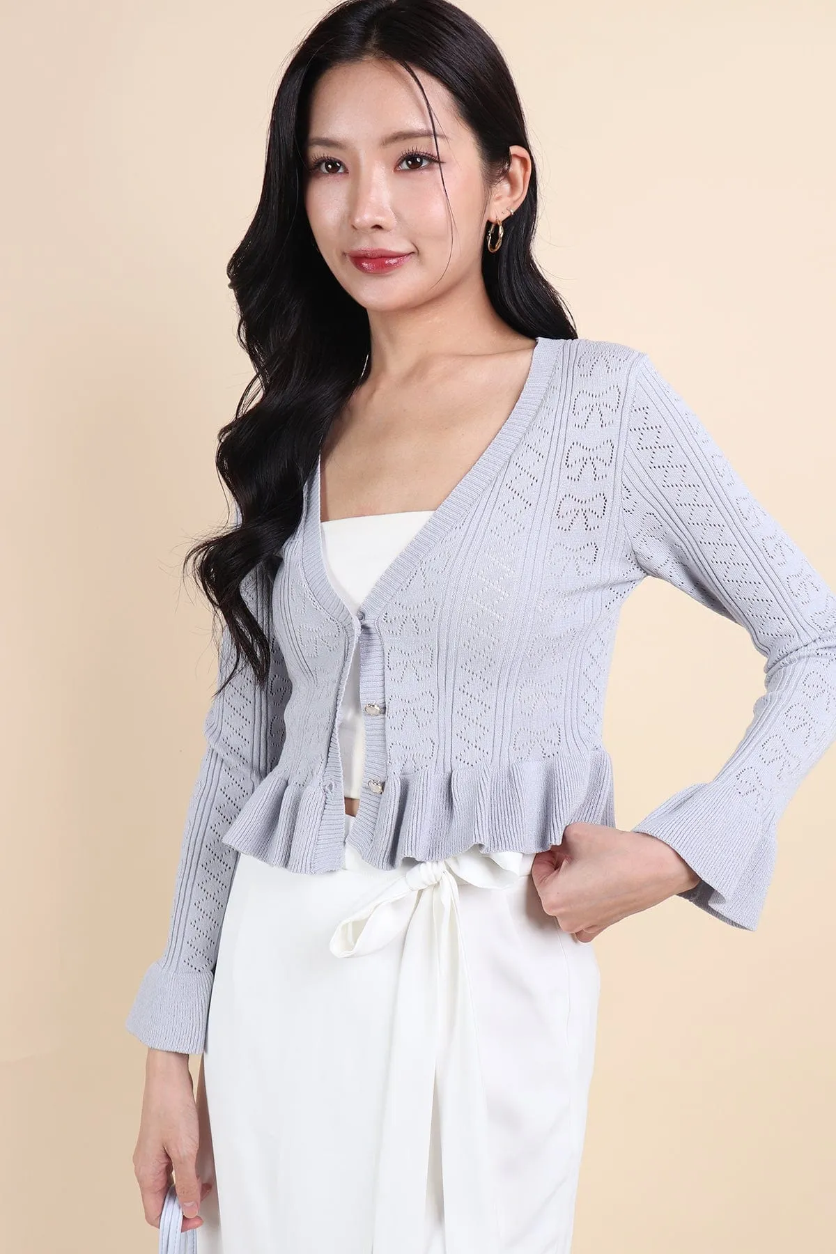 DANNI FLAIR CARDIGAN IN PERI BLUE