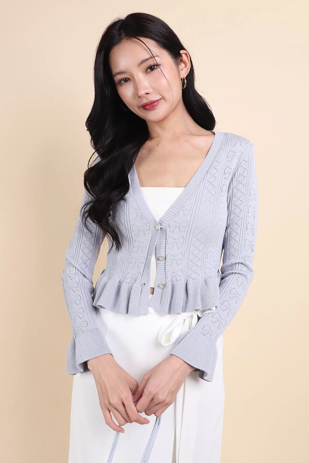 DANNI FLAIR CARDIGAN IN PERI BLUE