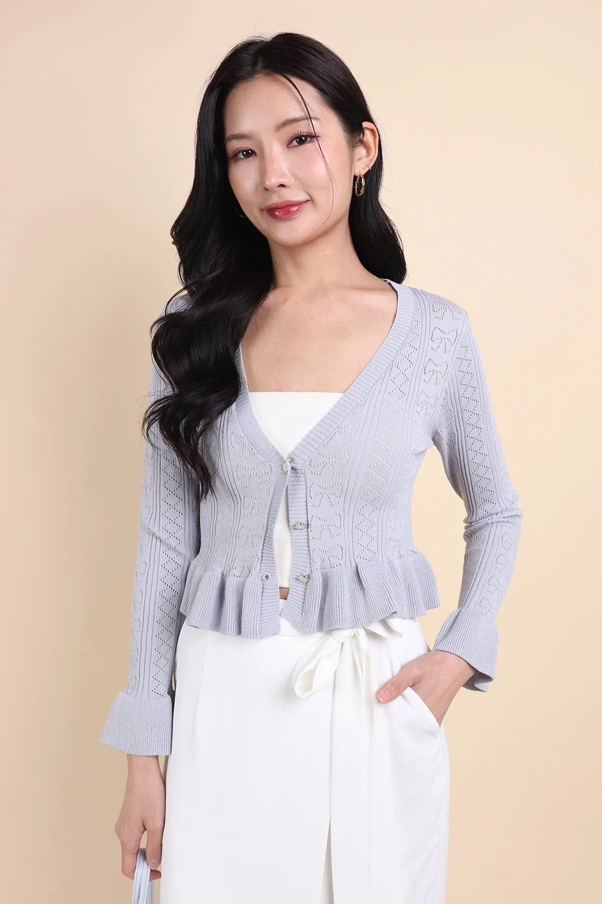 DANNI FLAIR CARDIGAN IN PERI BLUE