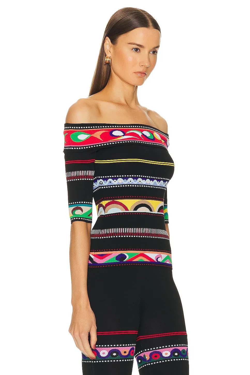 Emilio Pucci Off The Shoulder Sweater, Multicolor