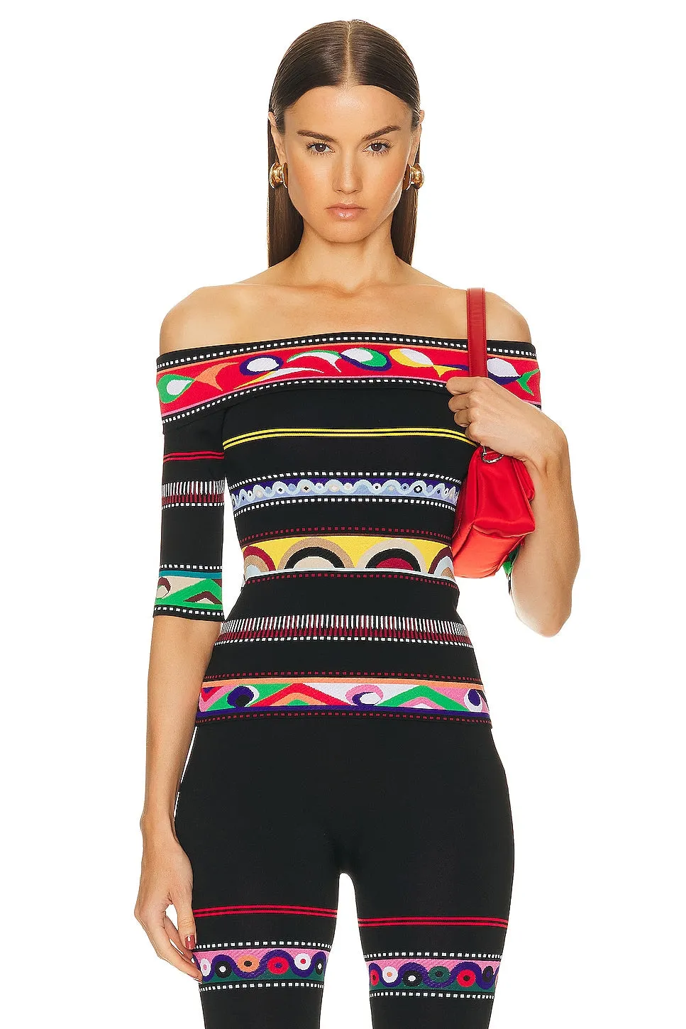 Emilio Pucci Off The Shoulder Sweater, Multicolor