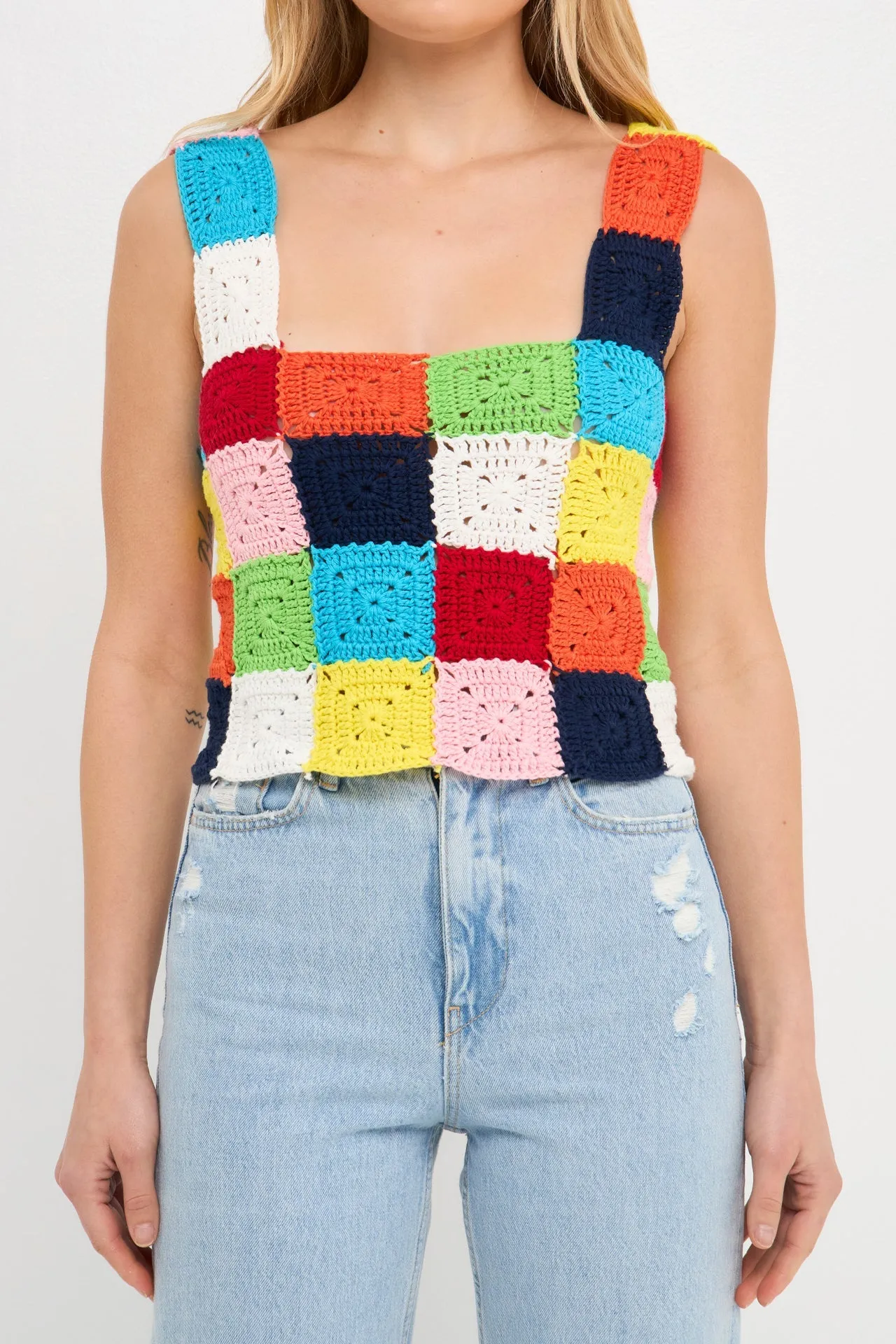 English Factory - Colorblock Crochet Tank Top