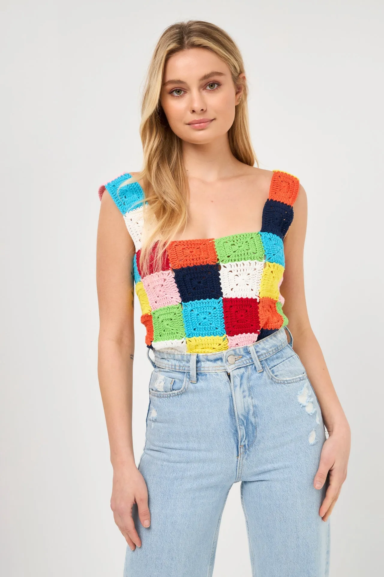 English Factory - Colorblock Crochet Tank Top