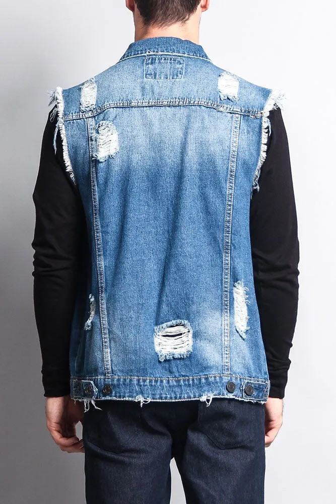 Essential Distressed Denim Vest