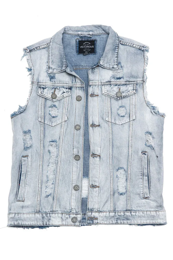 Essential Distressed Denim Vest