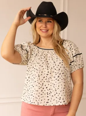 Eyelet Peasant Blouse, Black and White