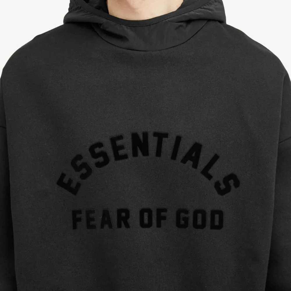 Fear Of God Essentials Spring Nylon Fleece Hoodie, black