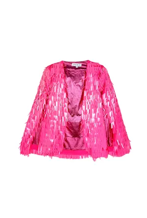 Flapper Sequin Capelet - Neon Pink