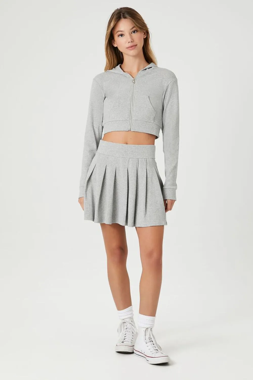 Forever 21 Cropped Zip Sweatshirt, Gray