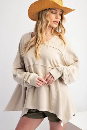 Gabby Oversized Sweater Top - Khaki