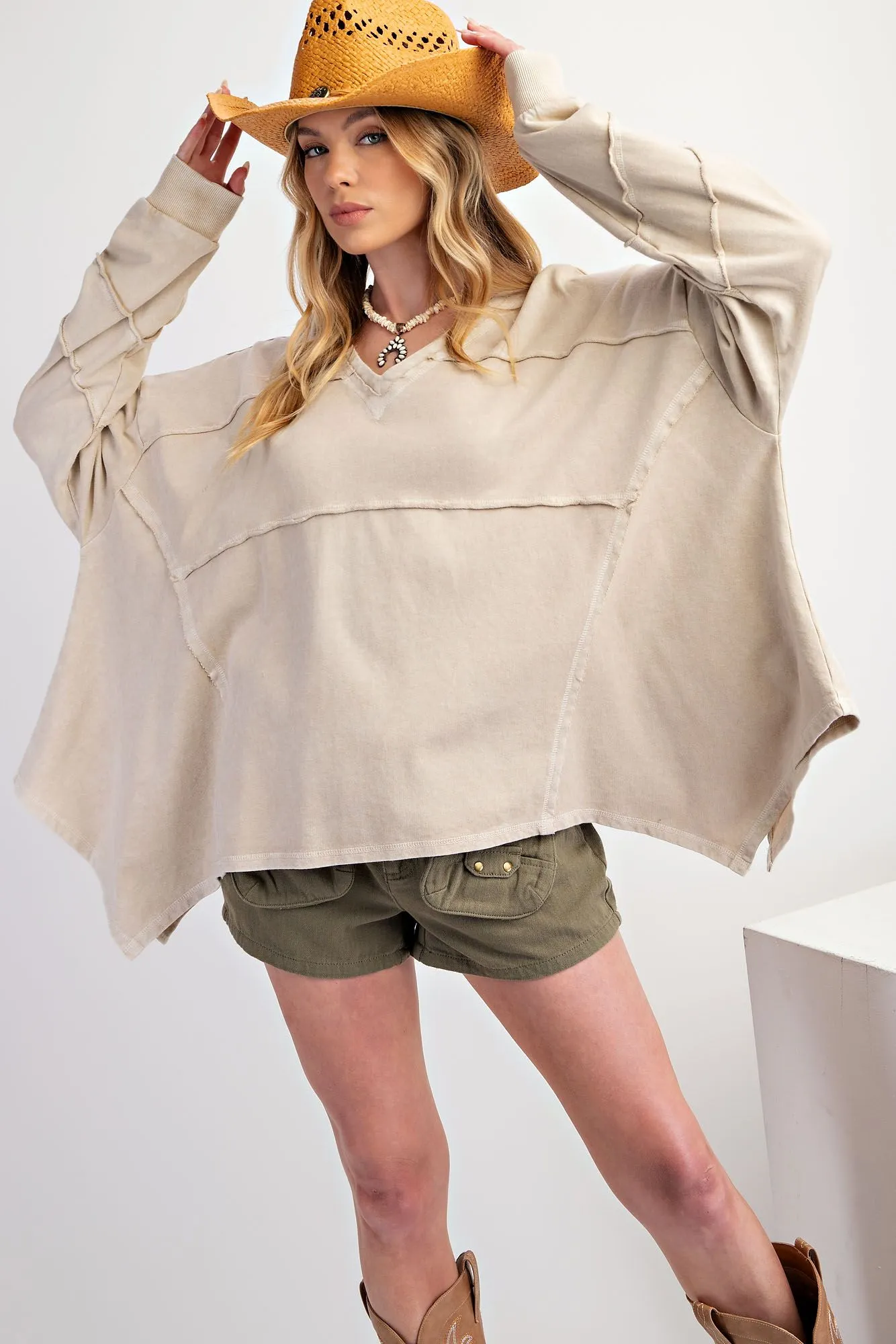 Gabby Oversized Sweater Top - Khaki