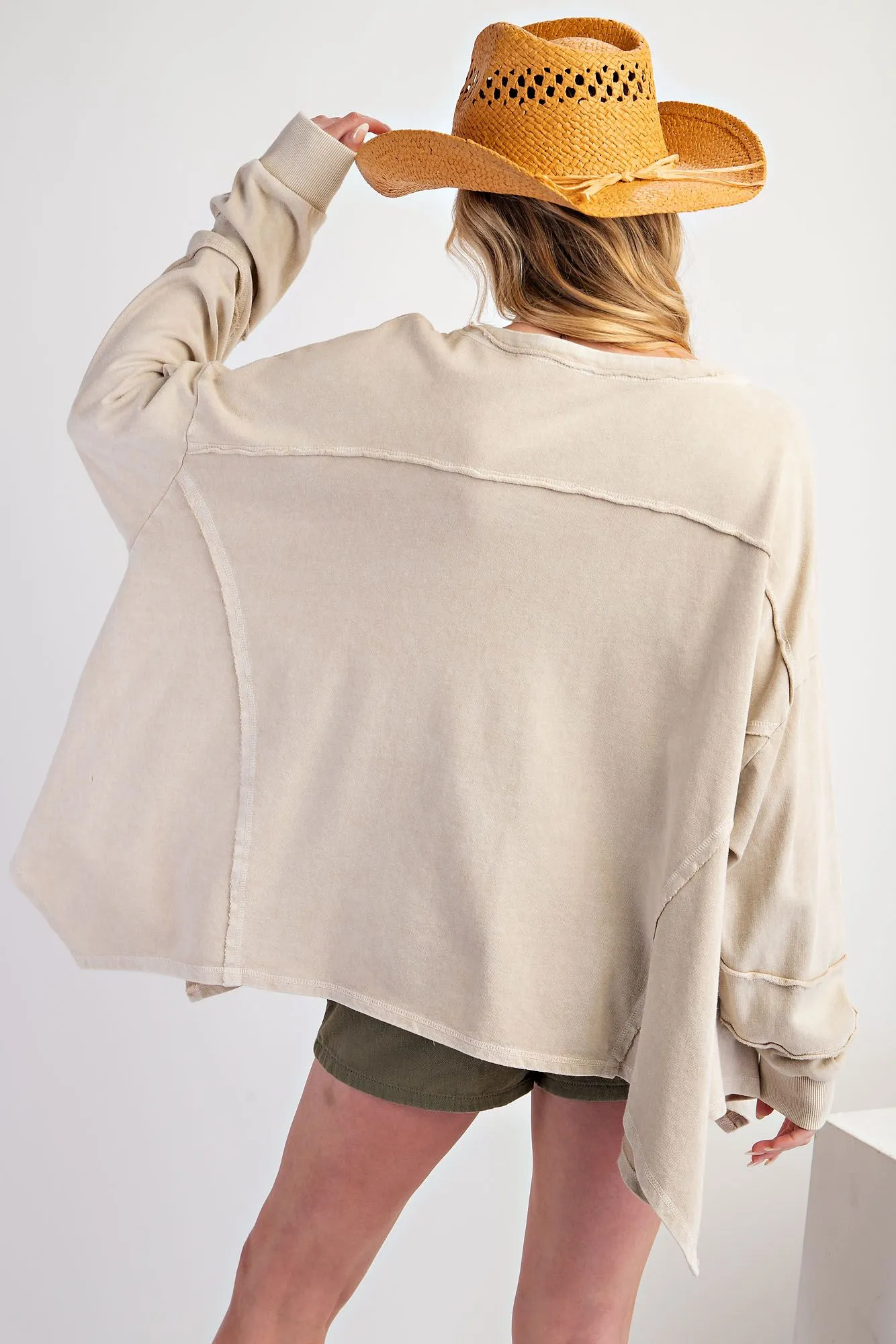 Gabby Oversized Sweater Top - Khaki