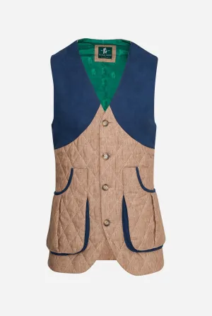 Gordon Field Vest in Tan Quilted Linen