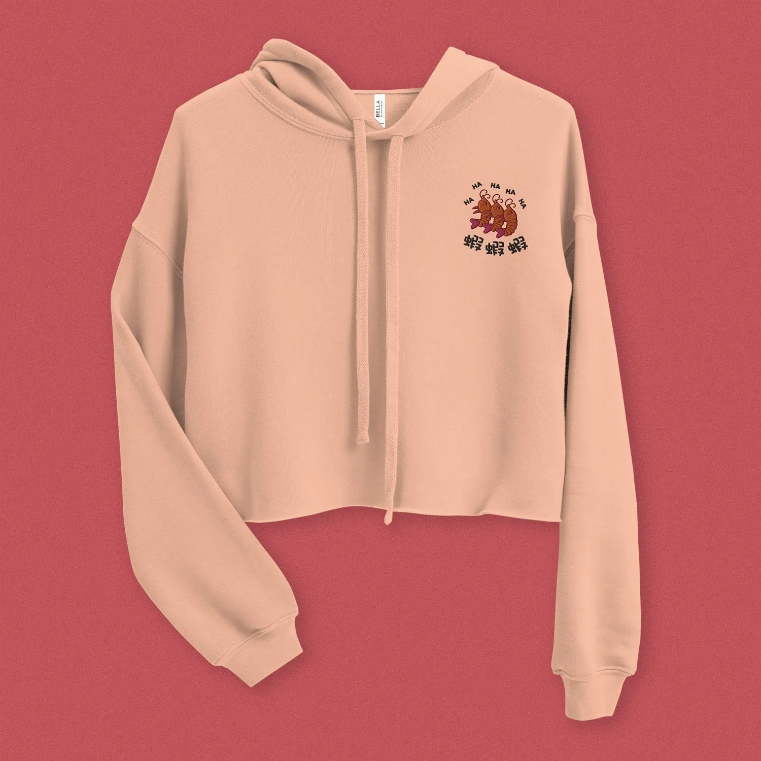 Ha Ha Ha (Shrimp) Embroidered Crop Hoodie