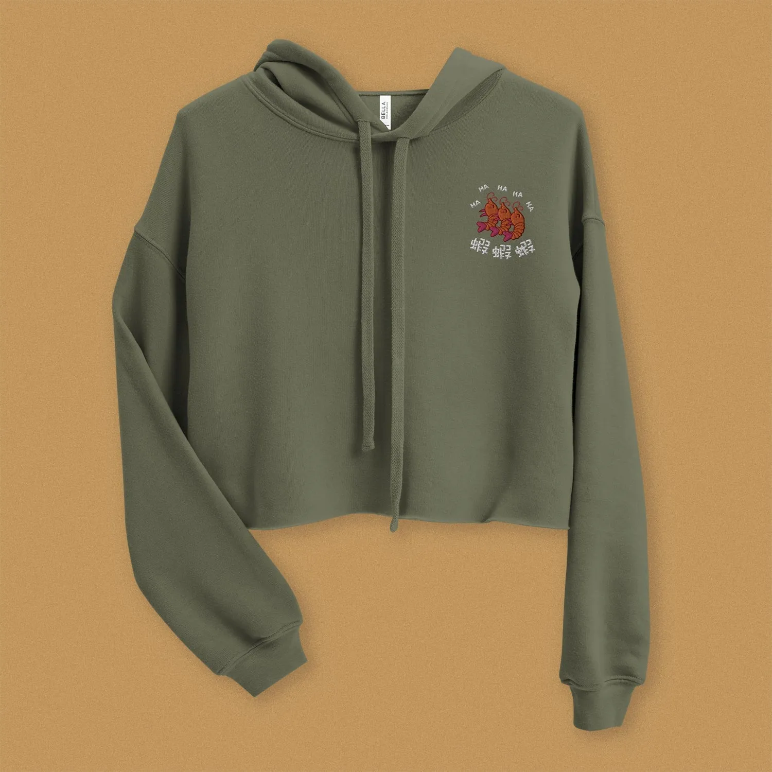 Ha Ha Ha (Shrimp) Embroidered Crop Hoodie