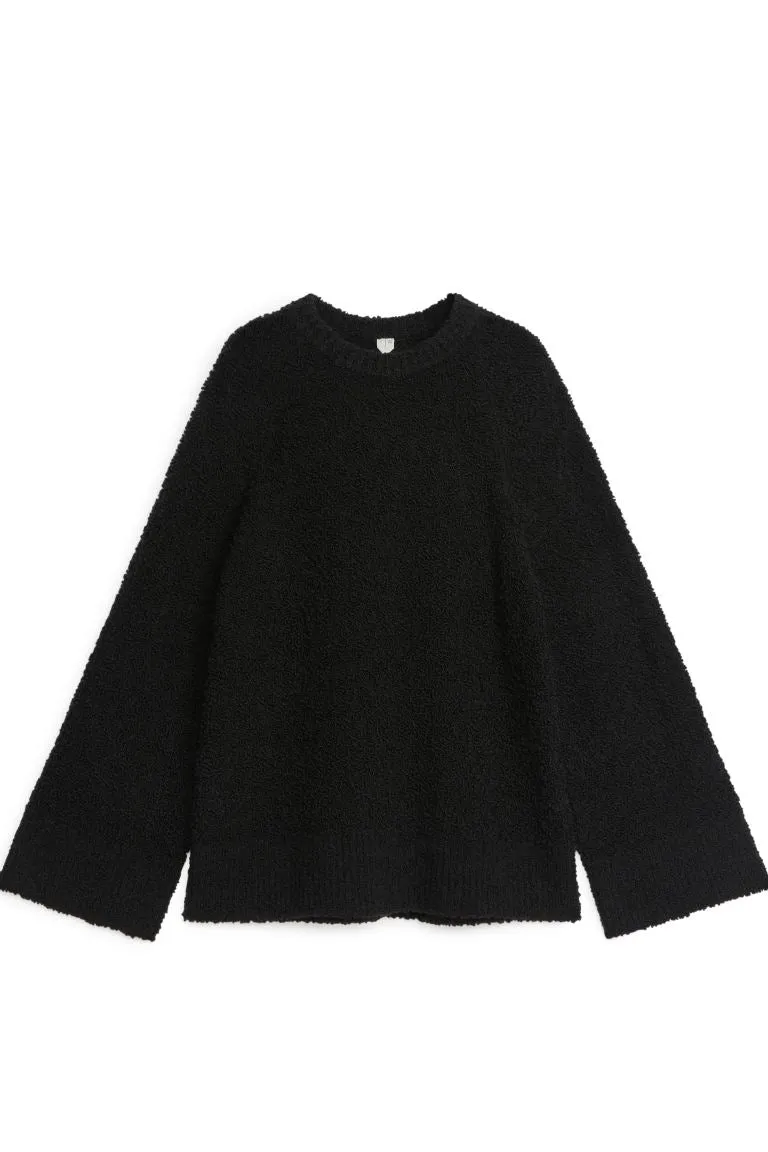 H&M bouclé sweater, black