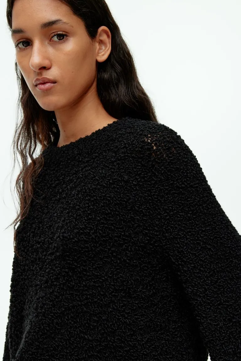 H&M bouclé sweater, black