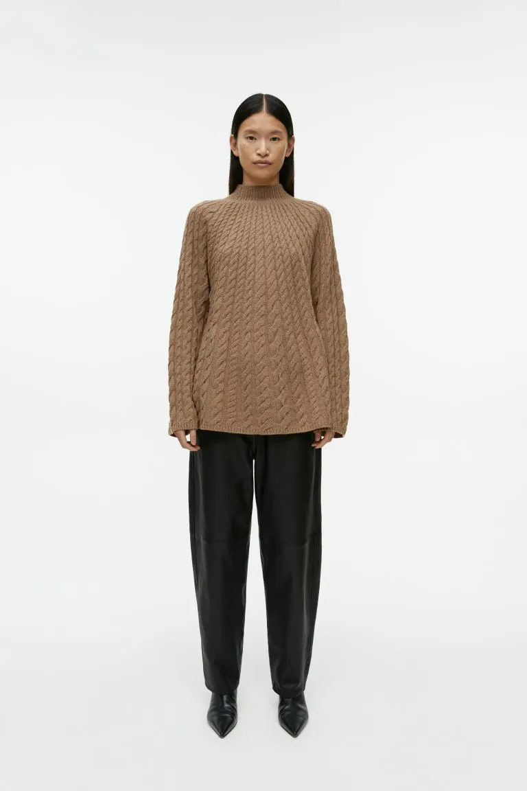 H&M cable knit wool sweater, brown