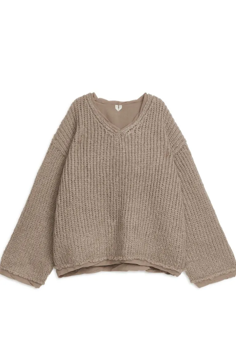 H&M knitted wool and mohair sweater, gray